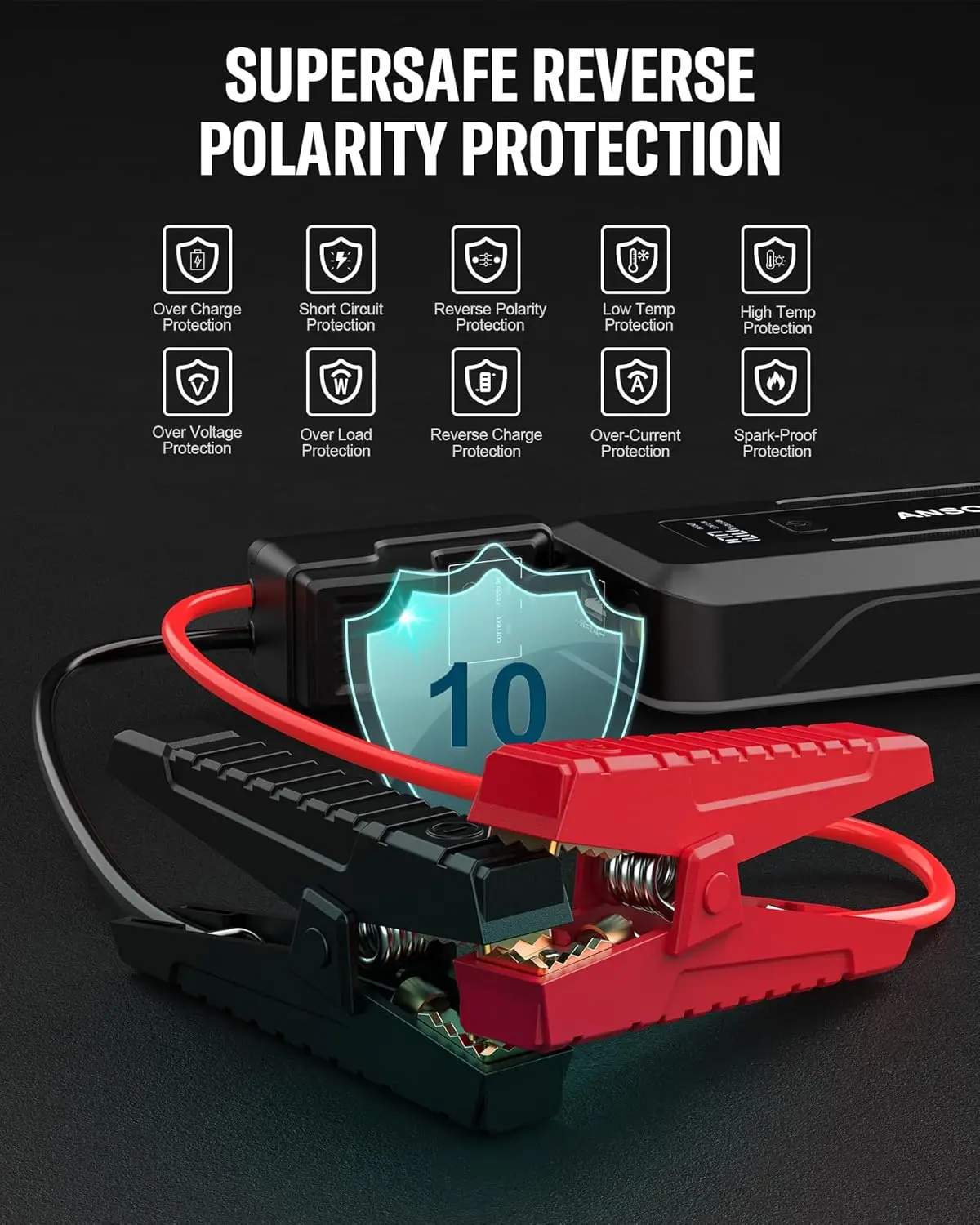 Arrancador de batería para coche Peak de 3000 A, refuerzo de batería de 12 V con luz LED y SOS, -20 ℃   Manivela en frío, para motocicleta SUV pickup