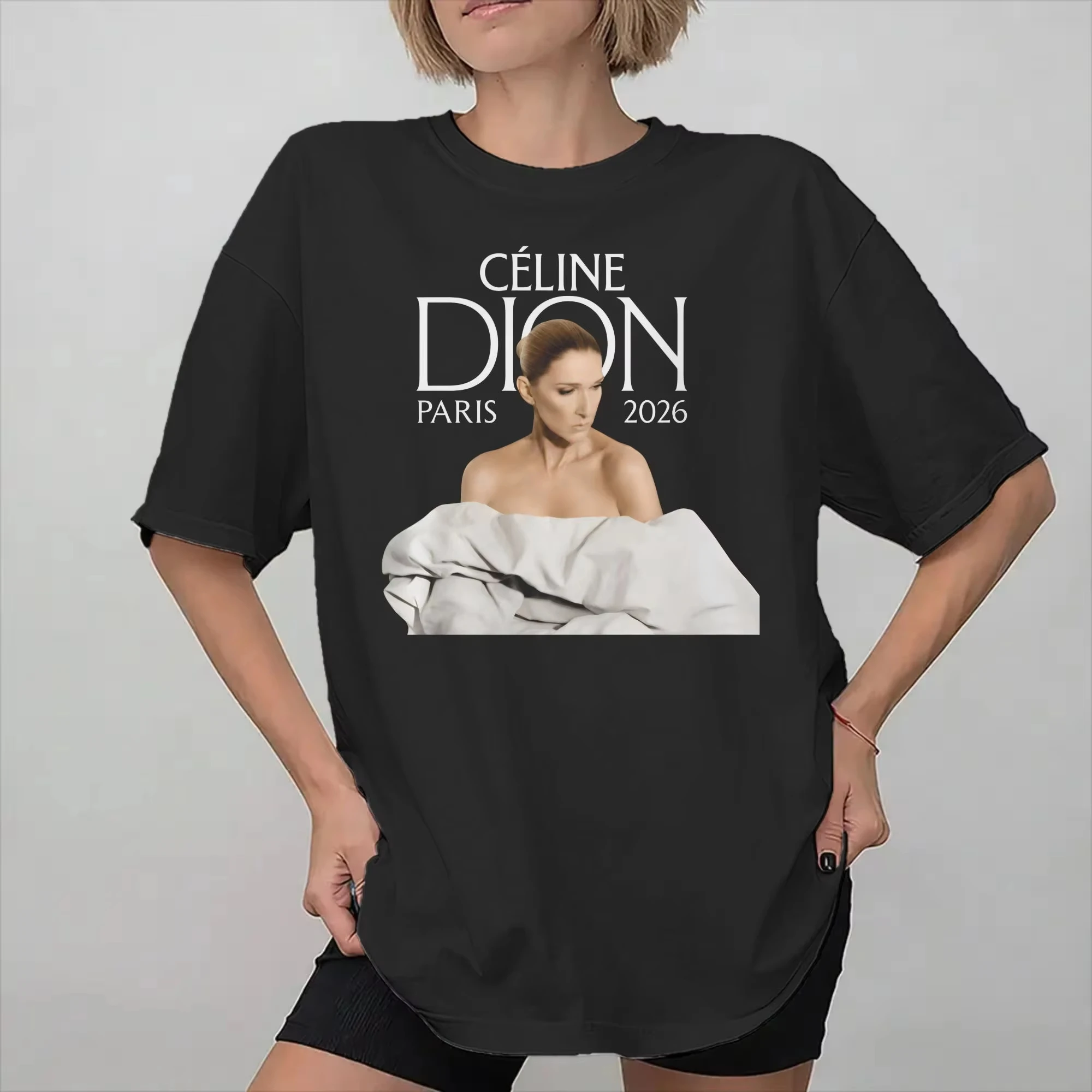 Celine Dion Paris 2026 Summer New Fashion Men's T-shirt Pop Music Streetwear Hip Hop Tees 2026 Fan Tour Gift T-shirt Men Women