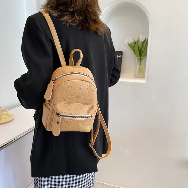 Bolsa PU personalizada para mulheres, mochila versátil e elegante, bolsa de viagem leve e casual, mochila pequena