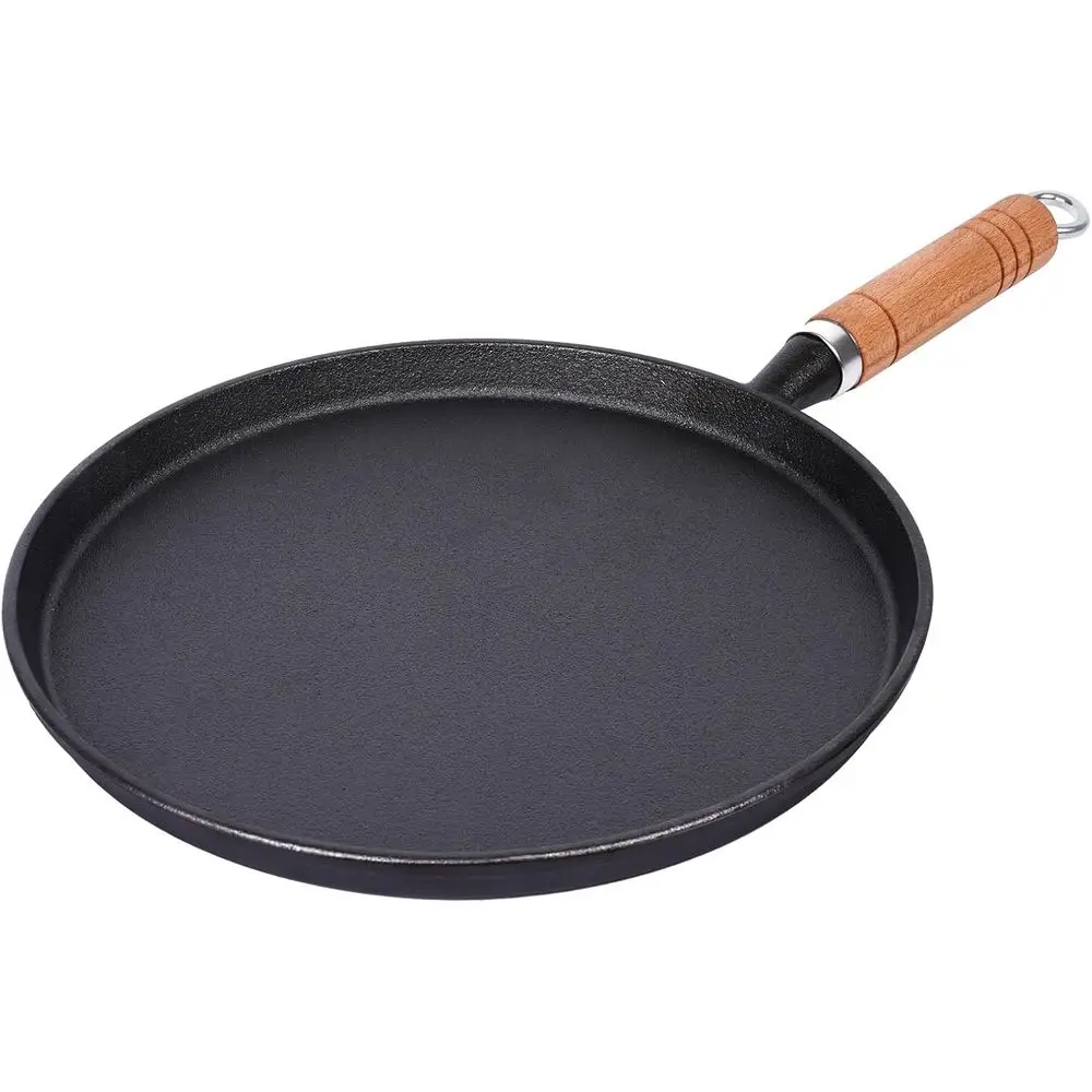 

10 Inch Cast Iron Crepe Pan, Flat Skillet for Roti Dosa