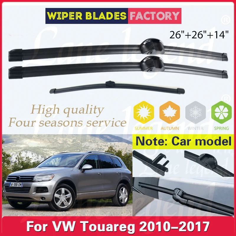 

For VW Touareg 2010 - 2017 Wiper Front Rear Wiper Blades Windshield Windscreen Car Rain Brush 2012 2013 2014 2015 2016 26"26"14"