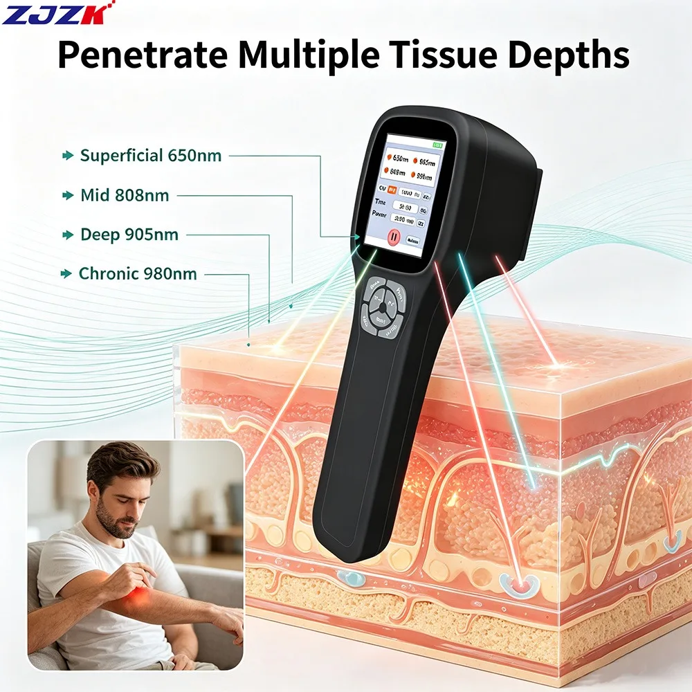 ZJZK Class 4 Low Level Cold Laser Physiotherapy Machine 2500mW  LLLT Red Light Phototherapy Device for Neurological Disorders