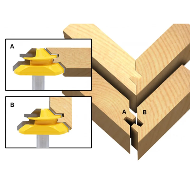 قاطعة لسان بحواف مزدوجة 45 درجة، خط بانوراما بزاوية قائمة لأعمال النجارة الاحترافية #3
