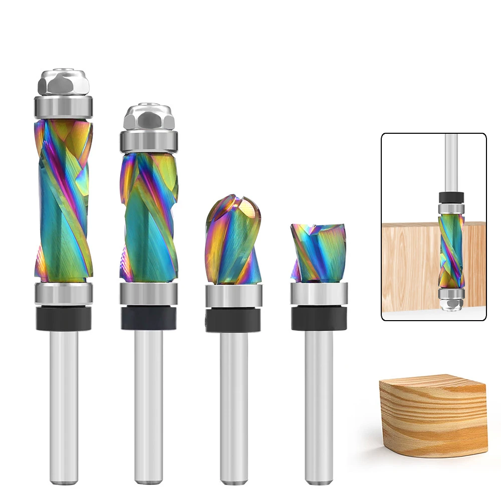 

1 шт., 1/4 хвостовика, твердый карбид, нанопокрытие, компрессионная заподлицо, фреза с ЧПУ, деревообрабатывающая фреза