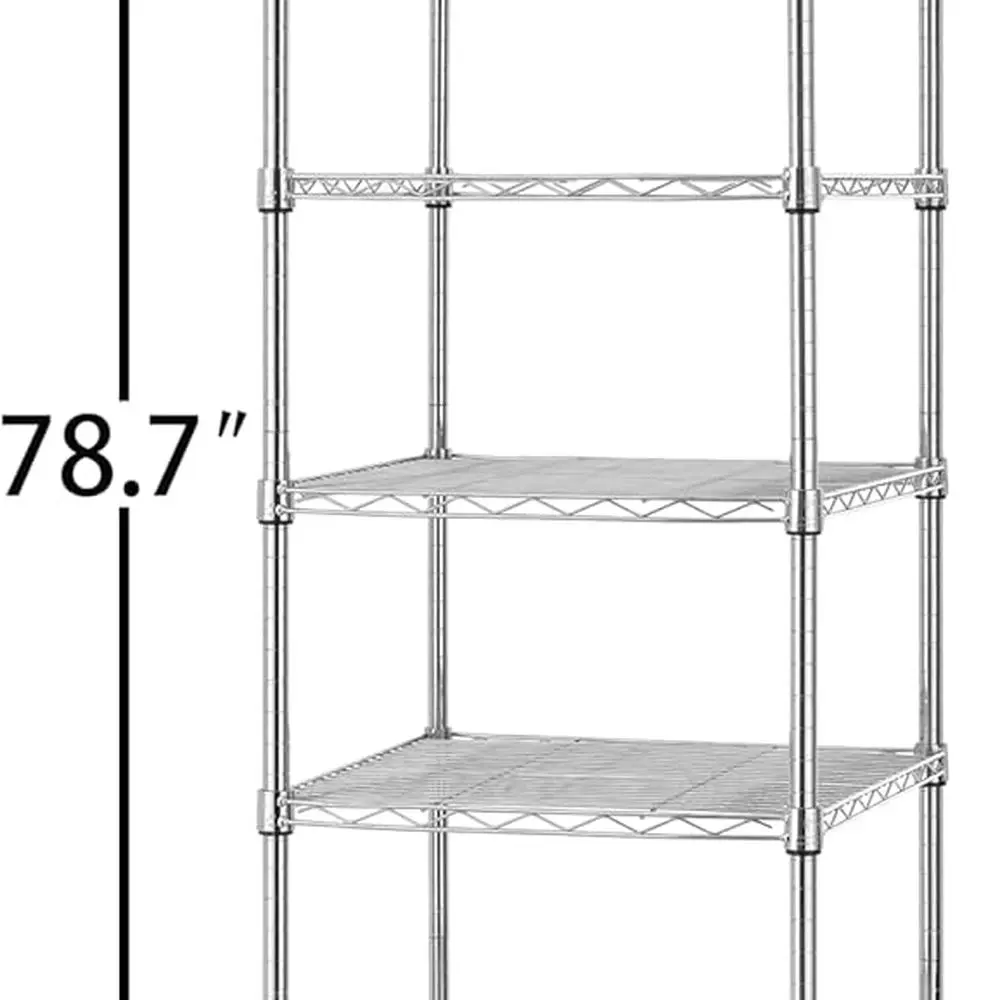 18 x 18 x 78,7 Zoll robustes, 8-stufiges, verstellbares Stahldrahtregal mit Rädern, NSF-zertifiziert für die Speisekammer