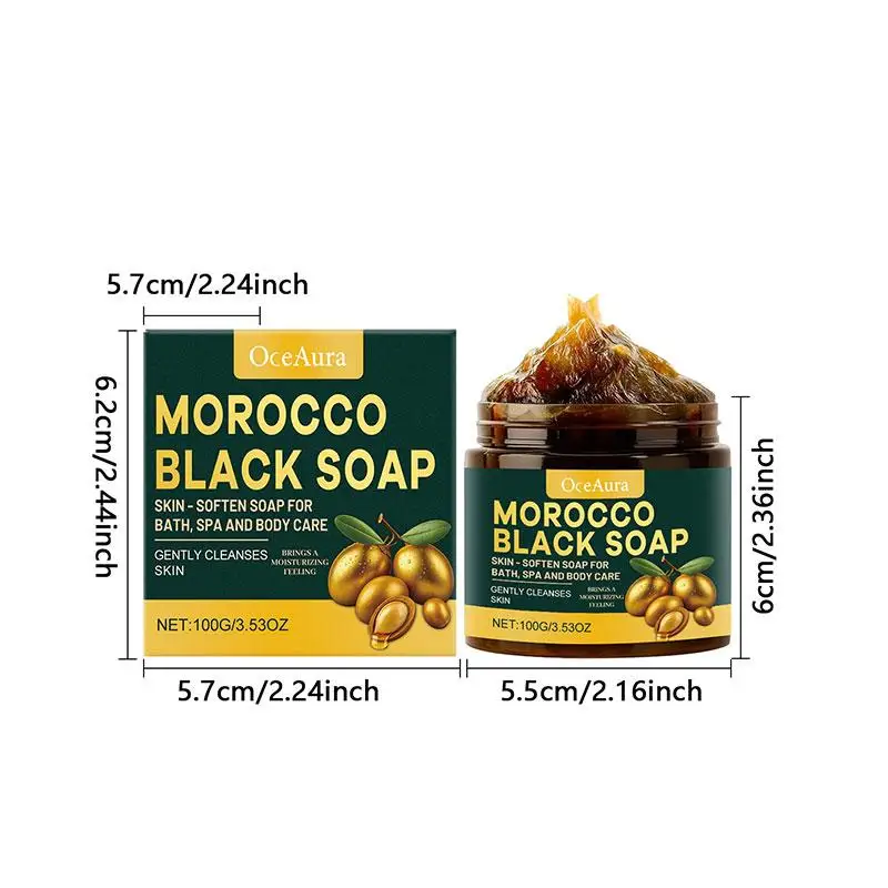 Moroccan Black Soap Deep Cleansing Gentle Care Moisturizing Body Soap with Olive & Argan Oil for Soft Smooth Skin 100g view 6