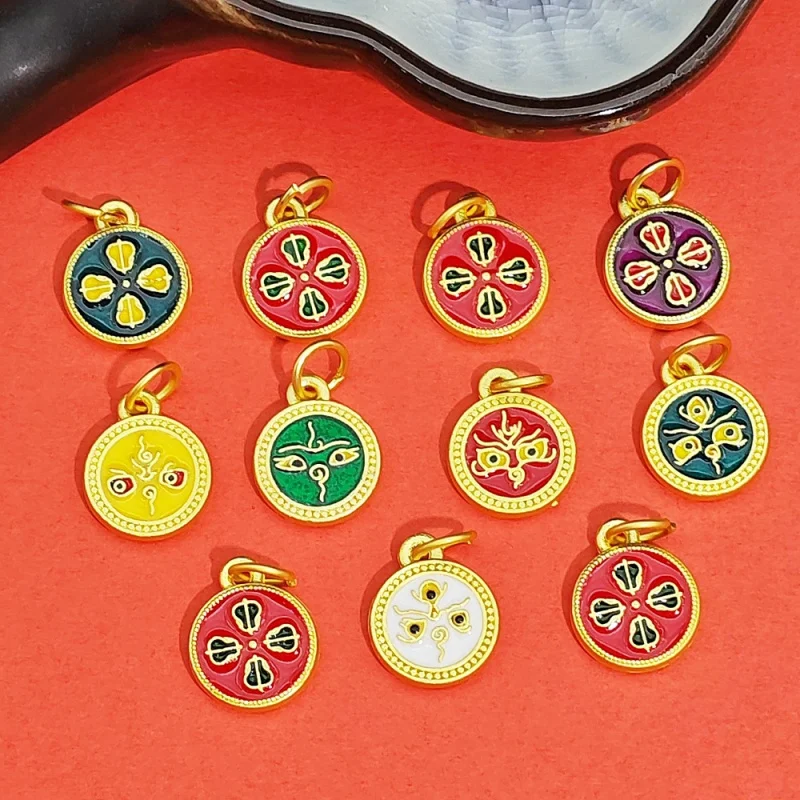 20pc set  Color-Preserving Ancient Double-Sided Dripping Oil Lucky Five Gods of Wealth PendantdiyNecklace Bracelet Pendant