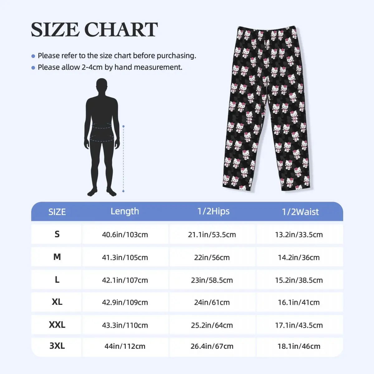 Pantalones de pijama personalizados de Hello Kitty para hombres, ropa de dormir, pantalones para dormir elásticos con bolsillos