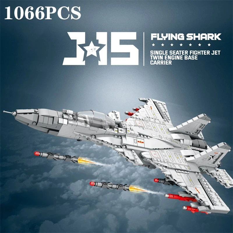 

1033PCS J-15 Fighter Building Blocks Air Force Combat Aircraft Model Bricks Desktop Display Kids DIY Toys Idea Birthday Gifts