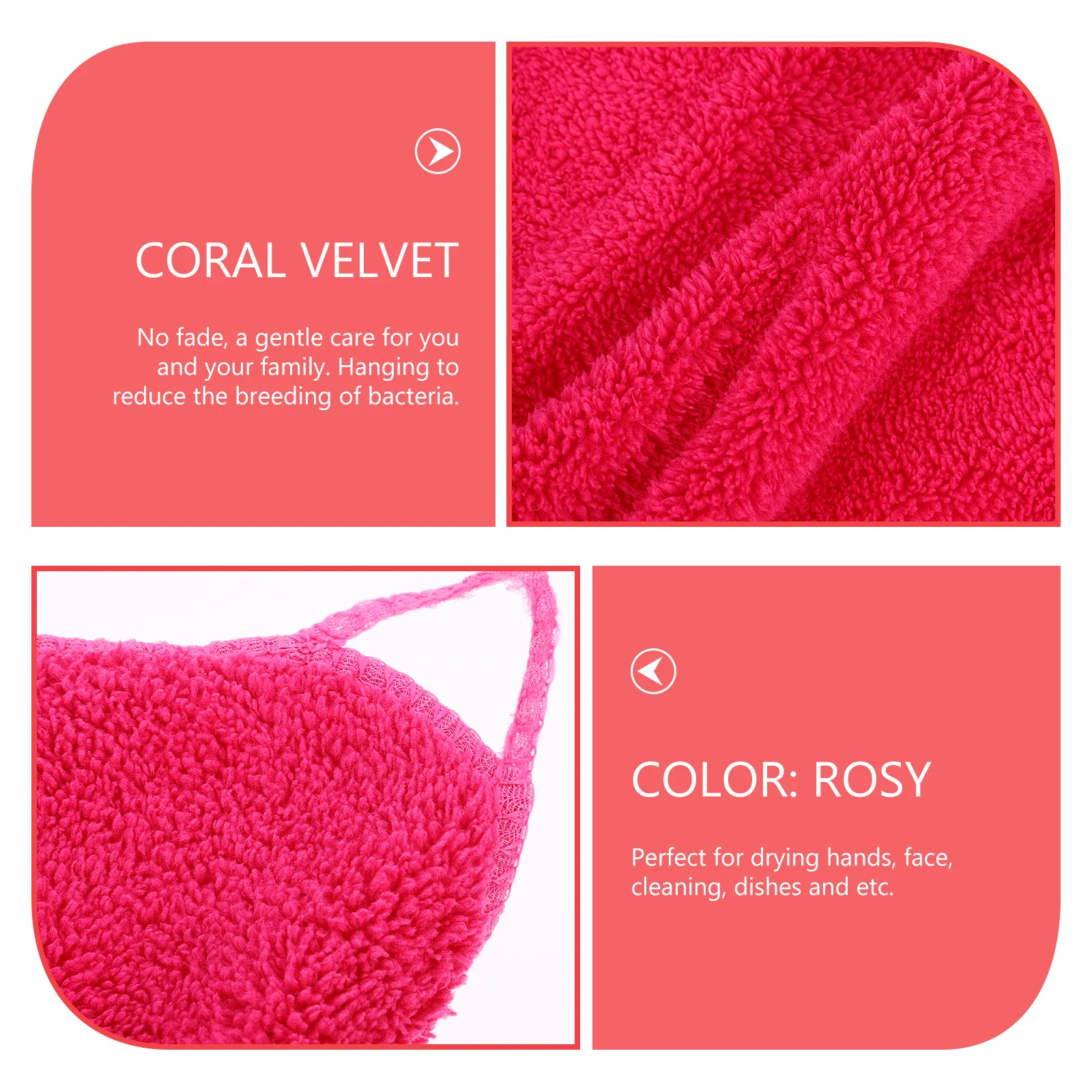المرجان الفاكهة منشفة اليد روزي معلقة لا يتلاشى لا الوبر ماصة للماء الاطفال غسل منشفة الحبل تصميم المطبخ الحمام #1