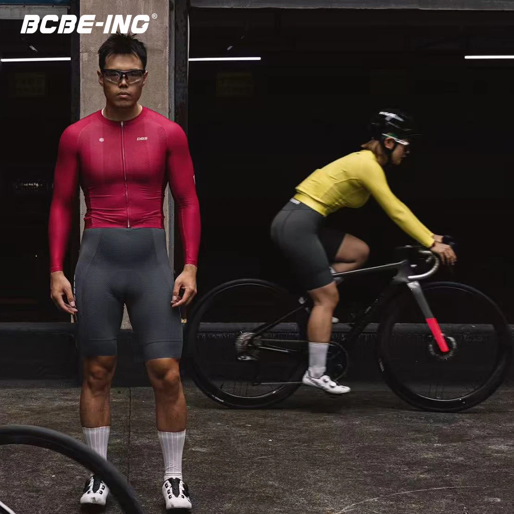 BCBE-ING Einfarbiges Radsporttrikot Langarm Hochwertige Slim-Fit Fahrradbekleidung Pro-Team Fahrradshirts YKK-Reißverschluss Kleine Größe
