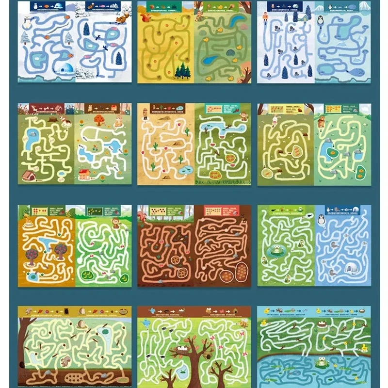 Training Maze Pen Control Book Children Labyrinth Drawing Tablet Hand Training Shape Games Set Educational Toys