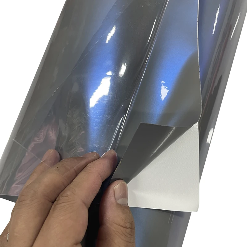 Premium Chameleon Gloss Candy Metallic Color Shift Grey Blue Vinyl Wrap Film Roll Self Adhesive Decal Car Wrapping Foil