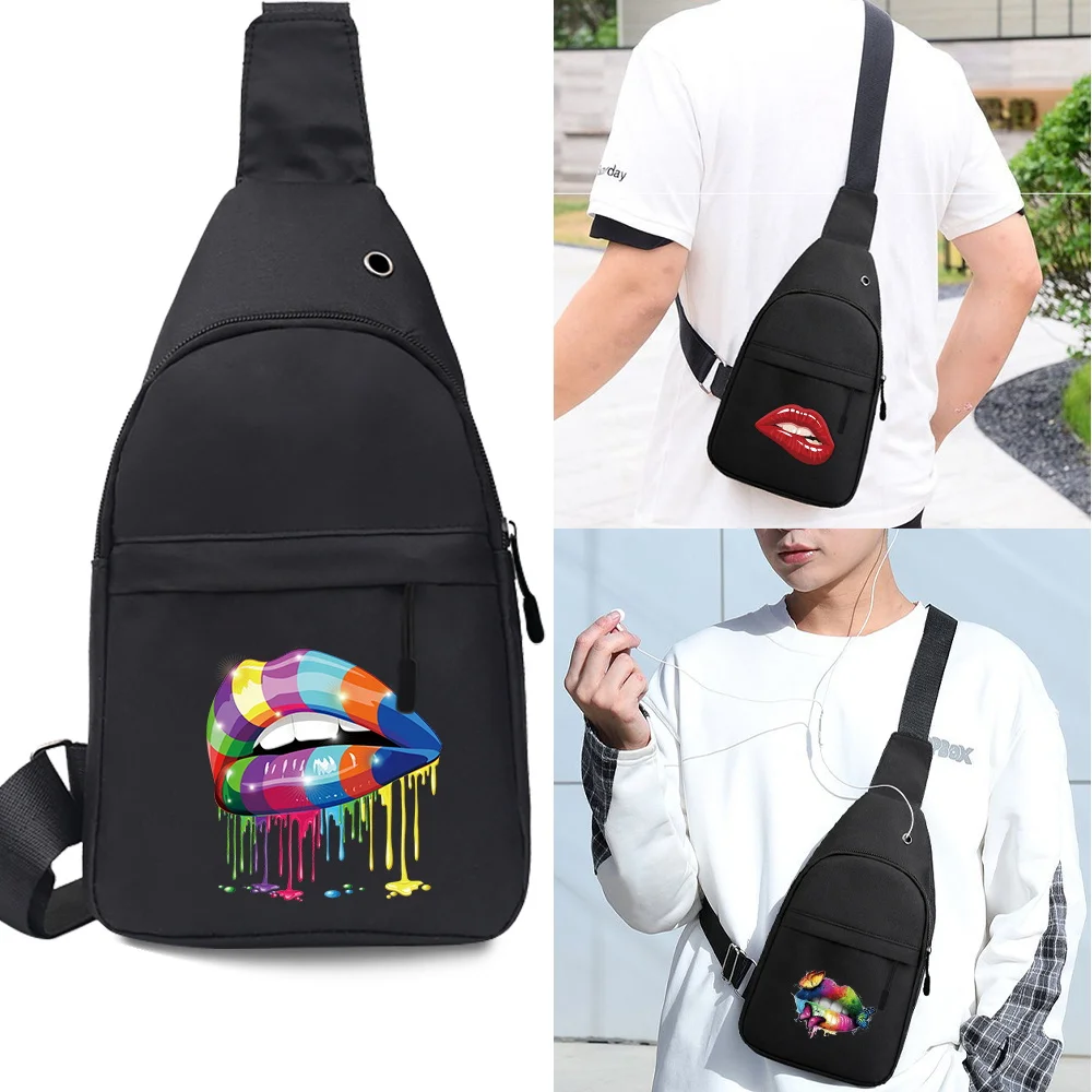 Fanny Pack Women Men Waist Pack Casual Mouth Print Crossbody Chest Bags Unisex Hip Bum Bag Travel Belt Bag Sport Purse Pocket