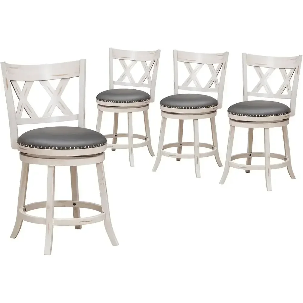 

Комплект из 4 вращающихся барных стульев с высокой спинкой, широкими мягкими сиденьями (20 дюймов), для кухонного острова, кафе, паба, столовой, антикварный стиль