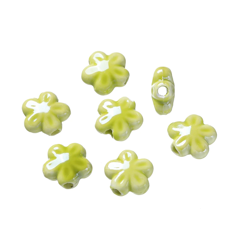 10 stuks gekleurde keramische bloemvormige kralen spacer losse kralen voor doe-het-zelf telefoonkettingen kettingen oorbellen sieraden maken accessoires