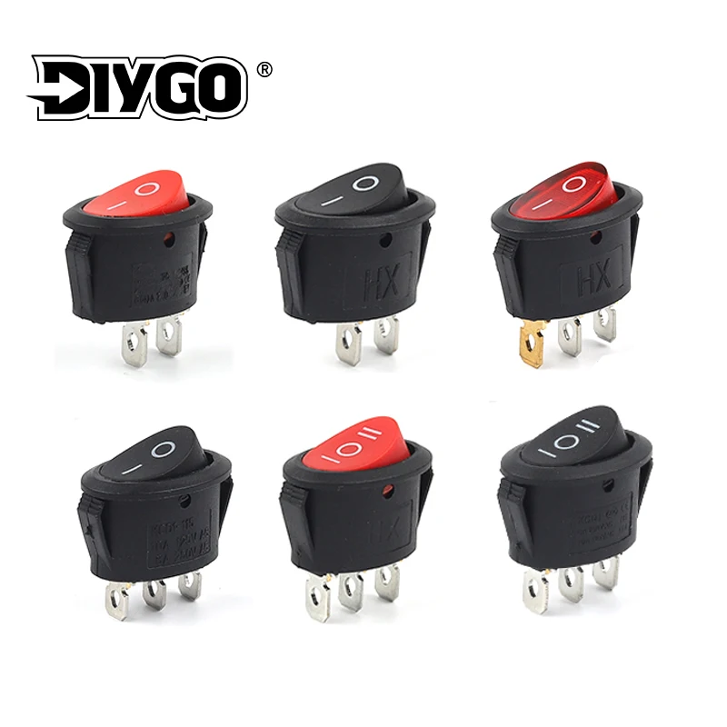 10PCS Round 25X16.5MM Rocker switch 2/3 Position Switch Power Button Switch With Light For Electrical Equipment 6A/250V KCD1-105