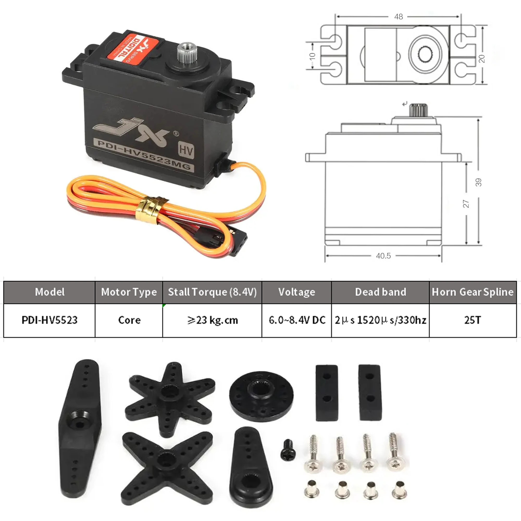 JX Servo PDI-HV5523 23kg HV High Voltage Metal Gear Digital Servo for RC Car Plane Aircraft Drone Robot DIY Parts Wltoys