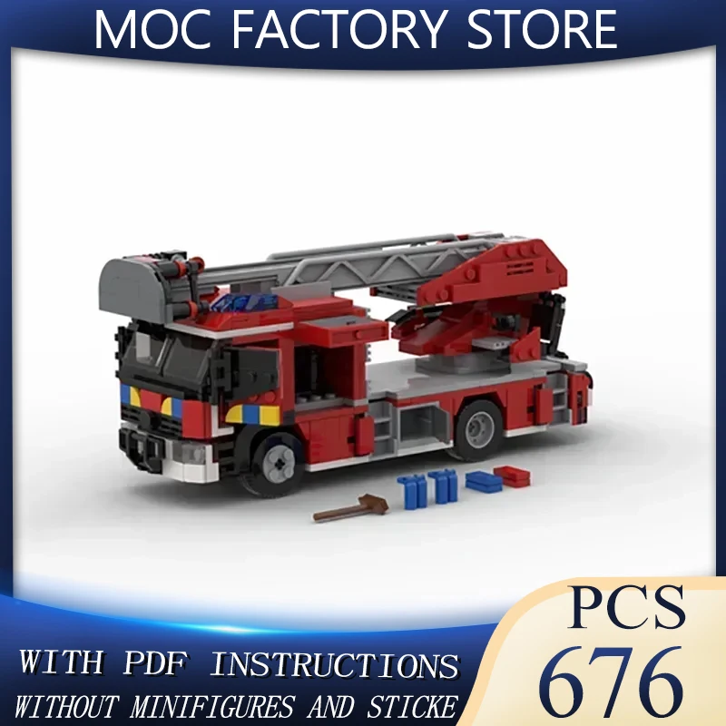 

Строительные блоки Moc, серия автомобилей, бельгийская пожарная машина, модель лестницы, технология, кирпич, фирменный автомобиль, игрушка «сделай сам» для подарков