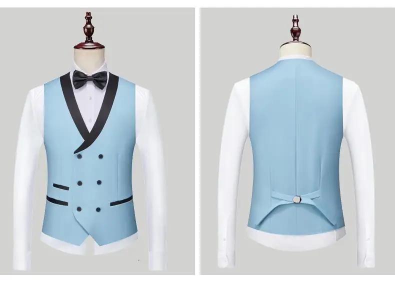 trajes para hombre traje de hombre elegante Los hombres de la marca lujo delgado británico boda color sólido vestido chaqueta masculina traje tres piezas chaleco Pantalones