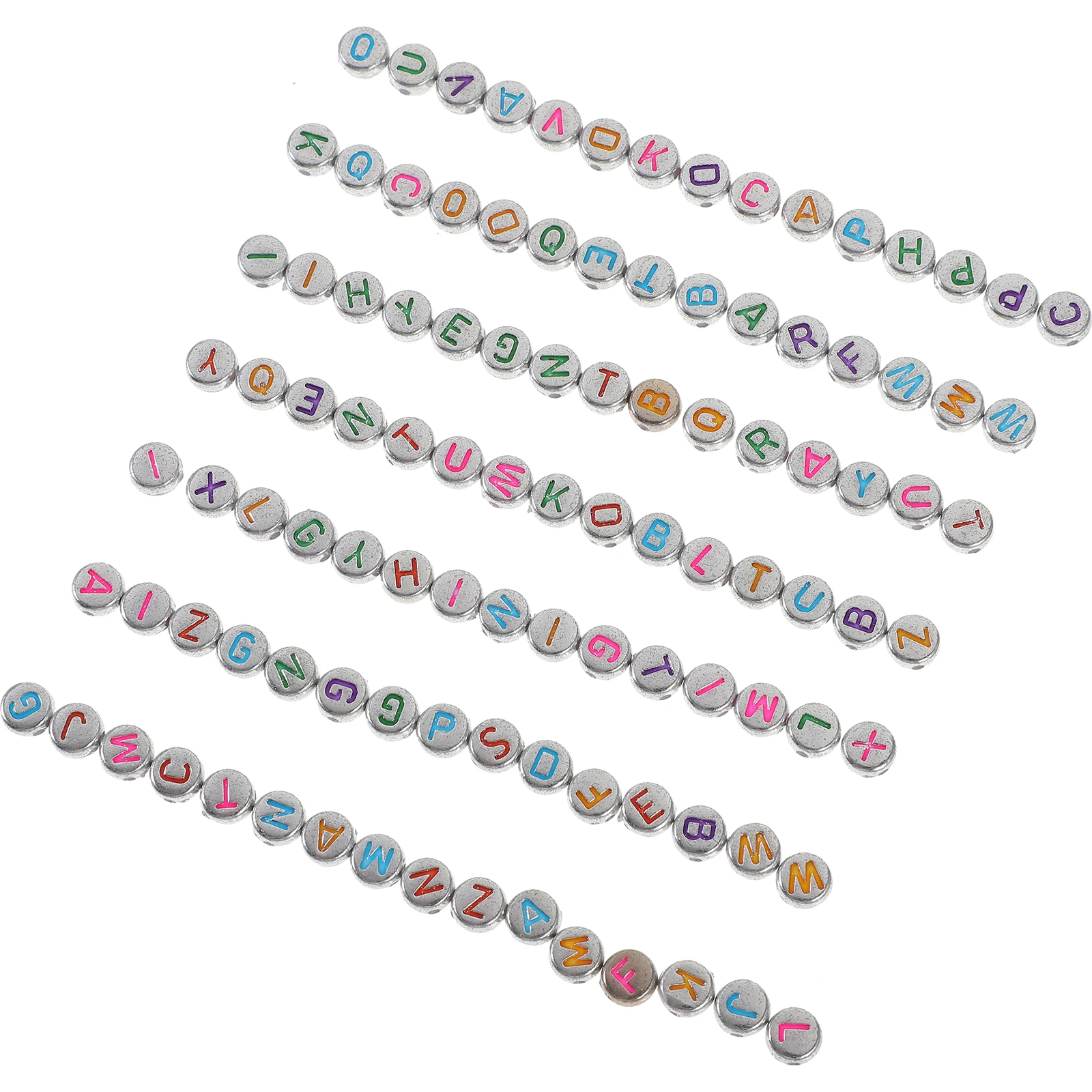 

1000pcs Acrylic Letter Beads Colorful Silver Multi function Bracelet Diy Accessories Alphabet Decorative Portable Craft