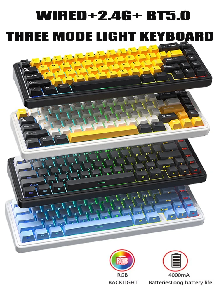 

Wireless keyboard mechanical teclados gamer mecanico sem fio bluetooth 2.4g 60% klawiatura mechaniczna tastatur gaming keyboards