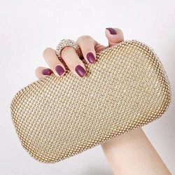 Gold Crossbody Bag Diamond Clutch Evening Purse for Women Designer Luxury Handbags 2023 Trending Brand Shoulder Female Bag