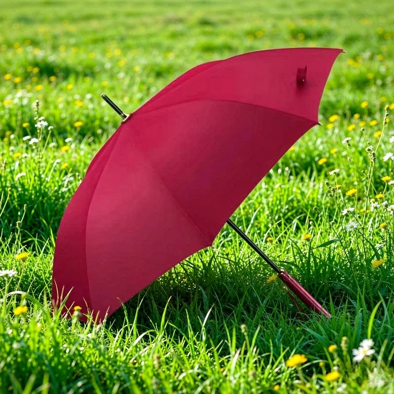 Long Handle Plain Color Umbrella Semi Automatic Windproof UV Protection Simple Sun Rain Travel Outdoor Commute Daily Use 장우산