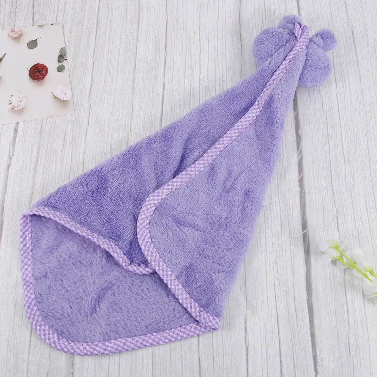 

Подвесное полотенце из кораллового флиса в форме кролика, утолщенное, быстросохнущее, мягкое, впитывающее воду, для дома, кухни, ванной комнаты, фиолетовое