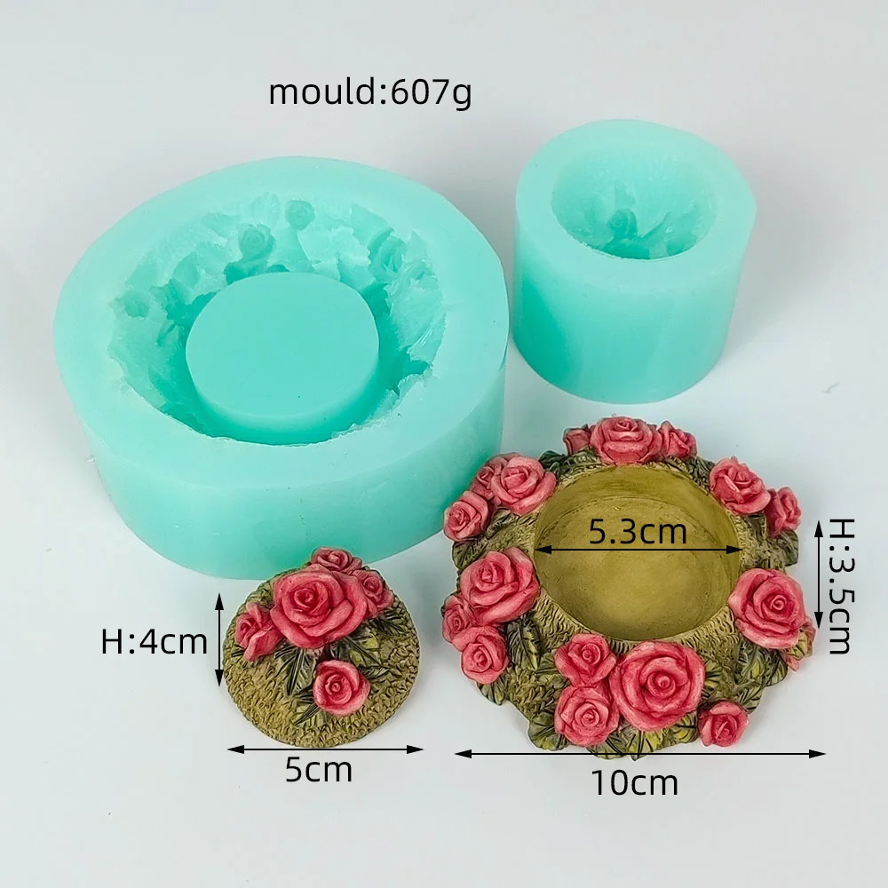 

Silicone Mold Flowers Candle Holder Candle Soap Molds 3D Vintage Rose Candlestick Moulds Wedding Birthday Decor