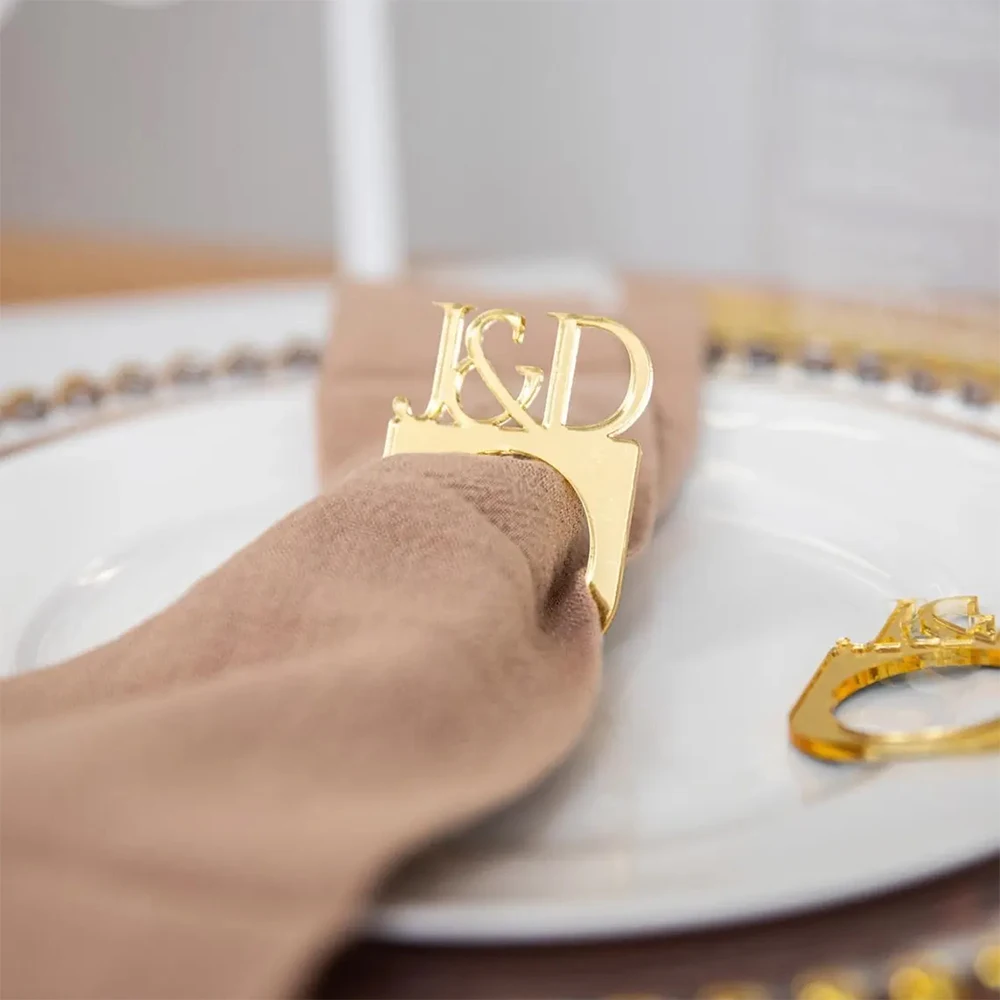 20/50/100 Personalized Napkin Ring Custom Engraved Initial Wedding Acrylic Napkin Rings Bride & Groom Bridal Shower Party Decor