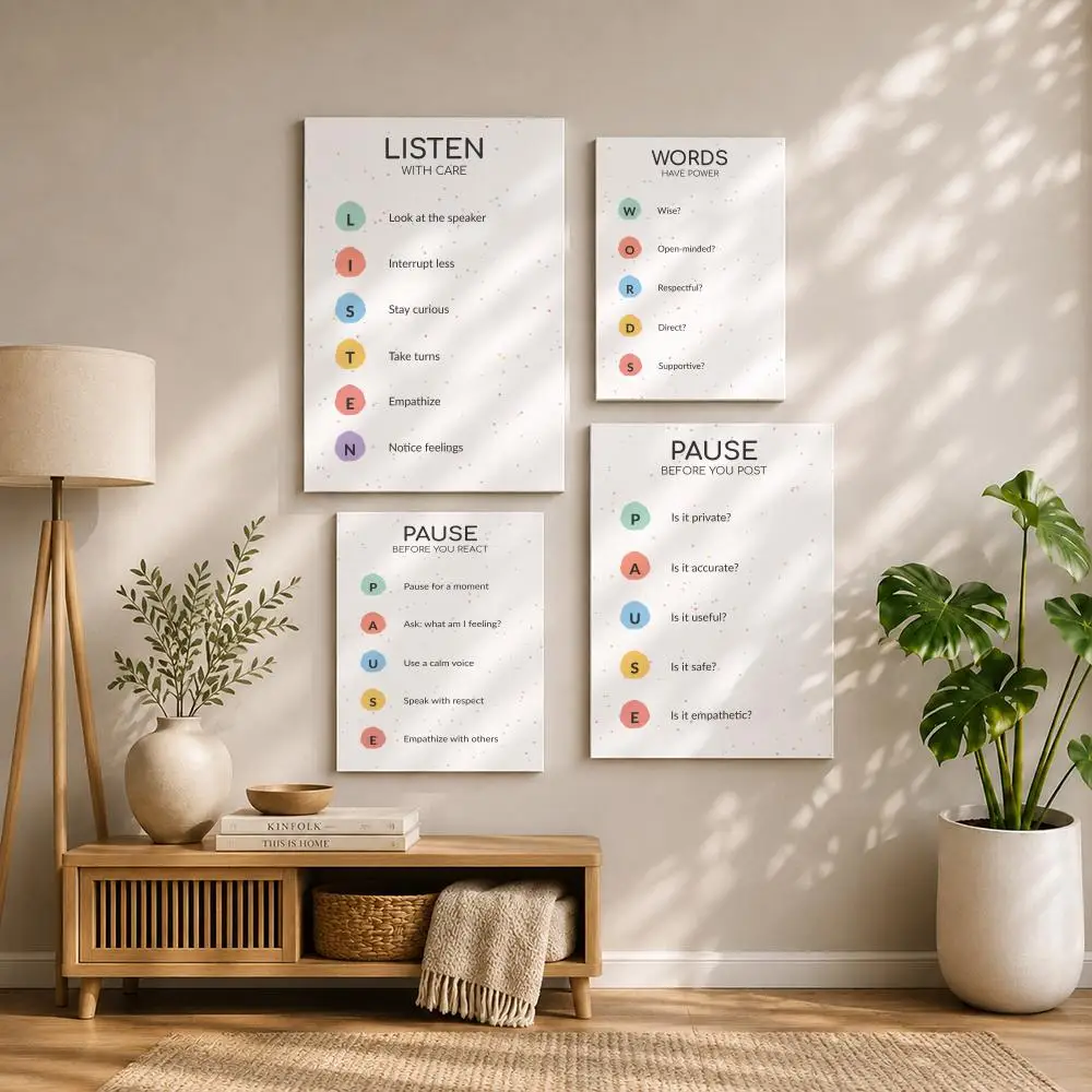 Think Before You Speak Motivational Sign Poster HD Self Adhesive Waterproof Wall Art Ideal for Home Office Dorm Bedroom Great