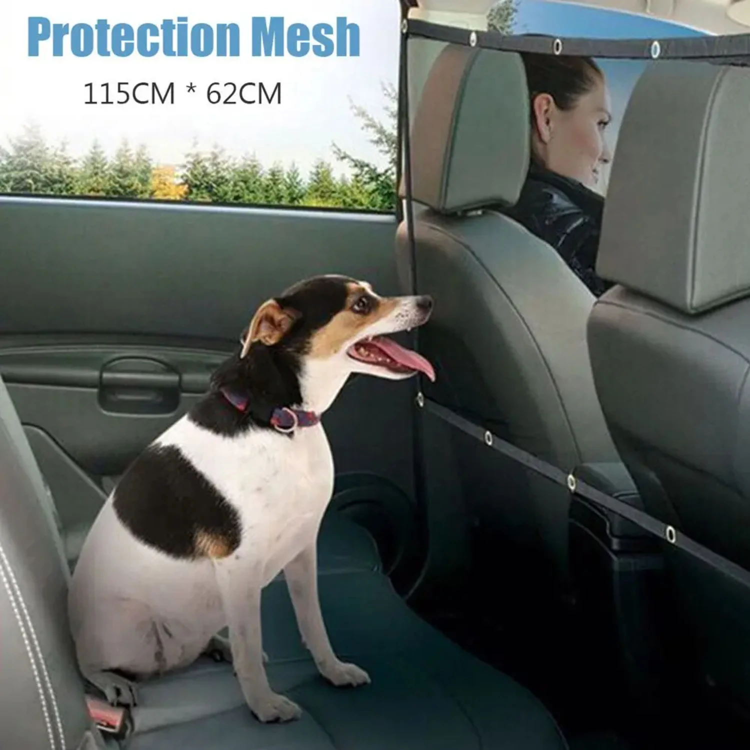 Adjustable Black Mesh Pet Protection Car Barrier Net for Rear Seat, Anti-collision Fence for Dogs and Cats, Secure and Comfortab