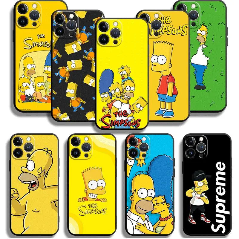 Cartoon The Simpson Phone Case For iPhone 11 12 Pro Max 14 15 Plus 13 Mini X XS 7 8 Phone Cover Soft Silicone Frame Funda