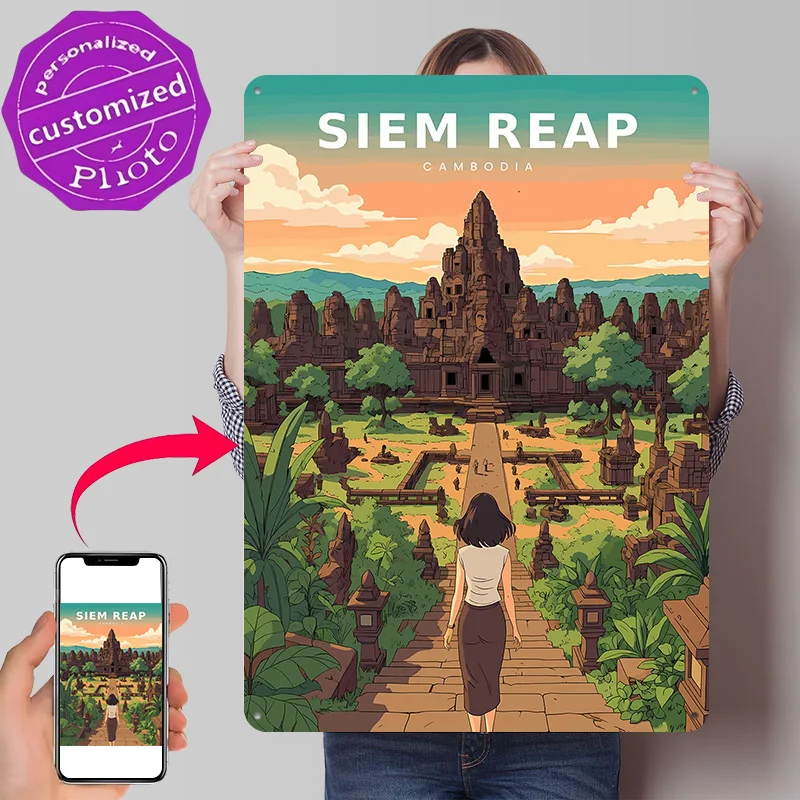 Siem Reap Cambodia Travel Metal Poster Perfect Gift for Fans Lovers Personalized Wall Art Metal Sign for Bar Accessories Decor