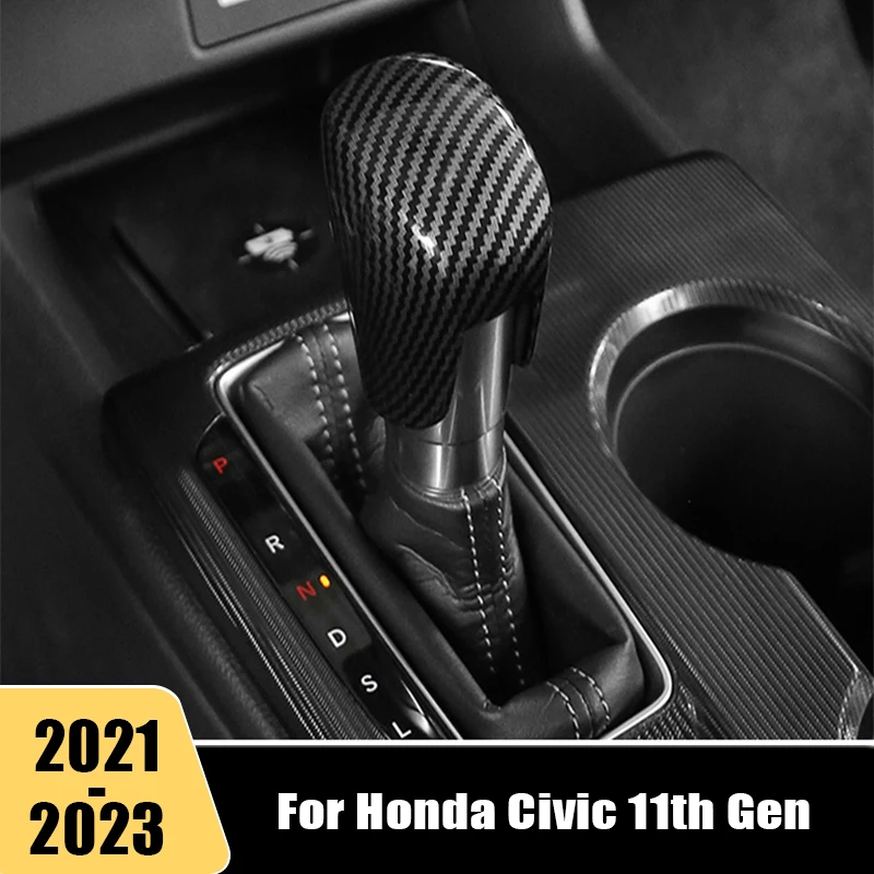 

For Honda Civic 11th Gen 2021 2022 2023 Carbon Fiber Car Gear Shift Knob Head Cover Trim Stickers Interior Protector Accessories