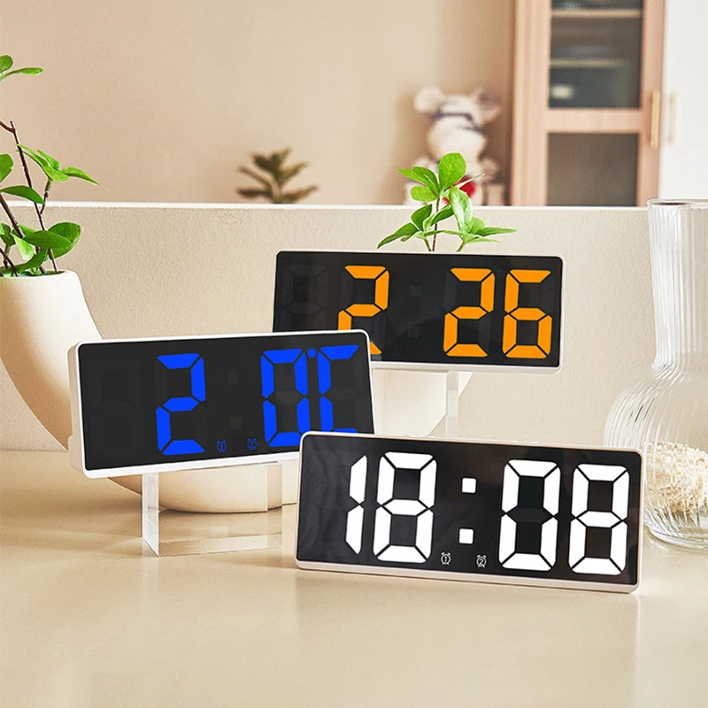 Stylish LED Digital Alarm Clock With Large Display - Minimalist Bedroom Clock For Modern Home Décor - Korean Fashion Design