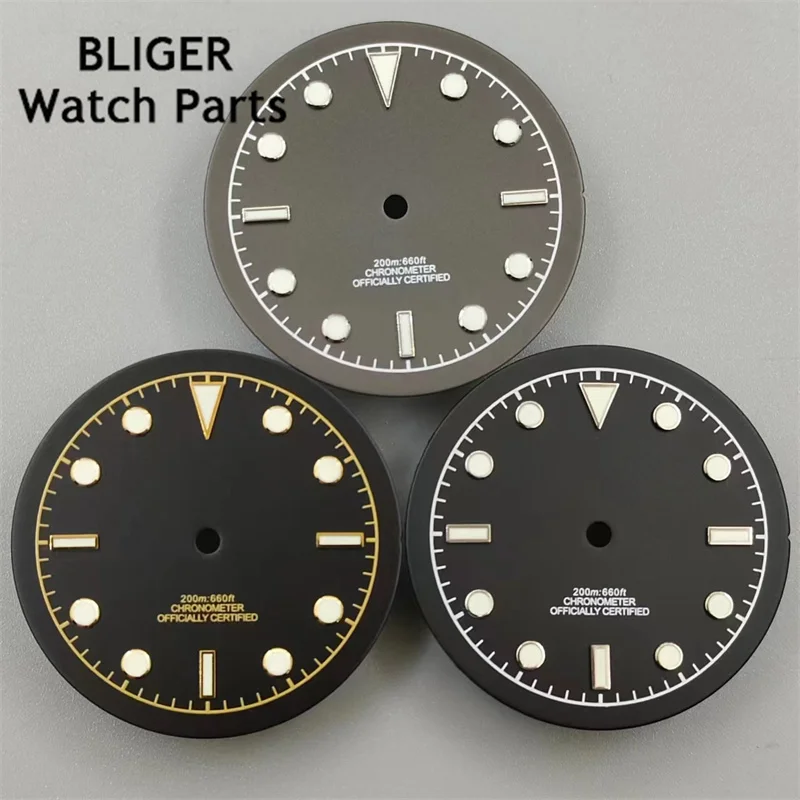 BLIGER 33.5mm dial Black rose gold Dateless window Green luminous Fit NH34 NH35 NH36 ETA 2824 PT5000 Miyota DG series movement