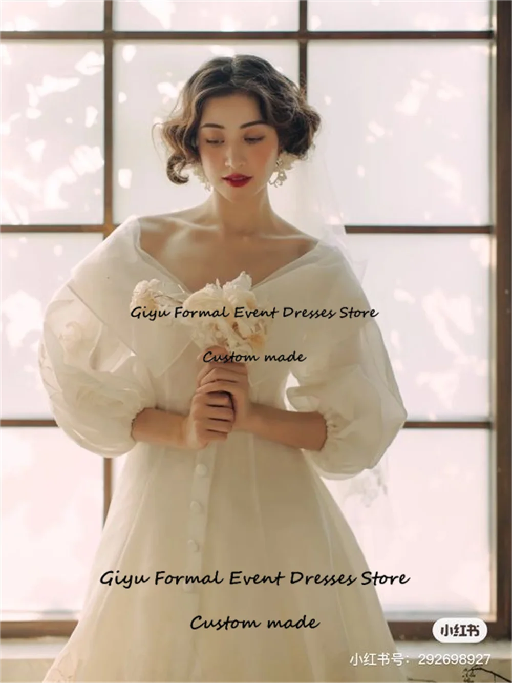 Giyu Fairy A-line Korea Wedding Dress Photoshoot Off The Shoulder Tea-length Birthday Party Dress Summer Dress
