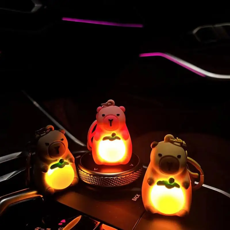 Cute Capybara Keychain Lighted Super Cute Creative Capybara Keychain Funny Doll Capybara Pendant Realistic Capybara Toy Creative