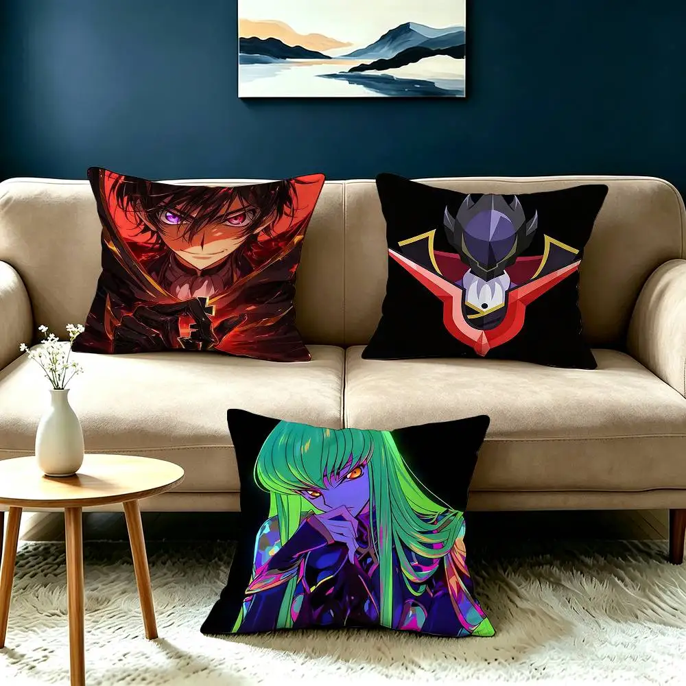 Popular Anime C-Code Geass Pillow Case Square Double-Sided Sofa Cushion Cover Bedroom Bedside Pillow