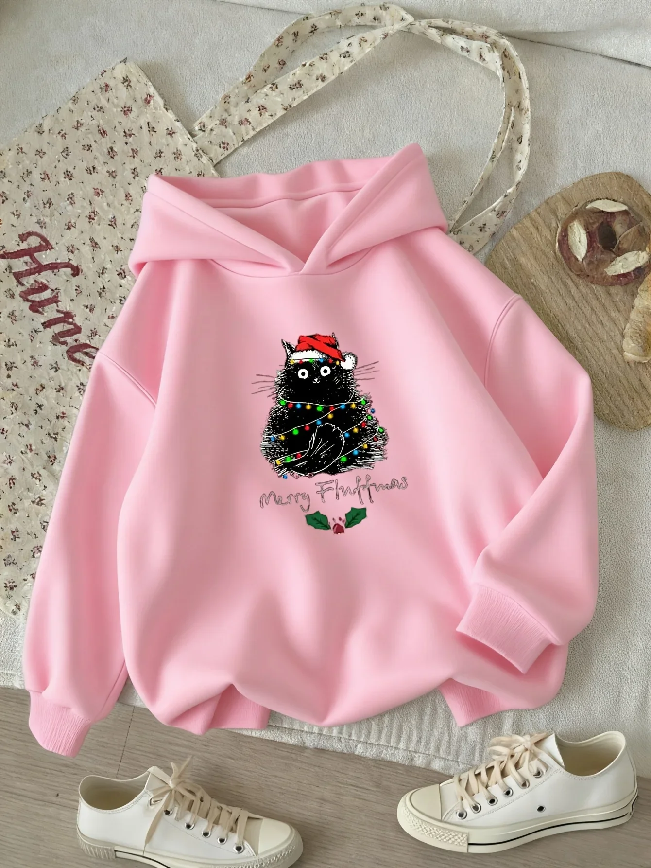 Cute K-Pop Letter Graphic Hoodies for Teen Girls Pink Printed Sweatshirt Korean Idol Fashion Birthday Present School Hooded Tops