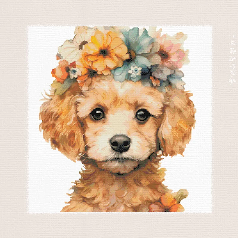 

Набор для вышивания крестиком DIY с высокоточной печатью, маленькая сетка, 16CT, хлопковая ткань, с изображением собаки Томми Гест, в деревенском стиле, с животным узором