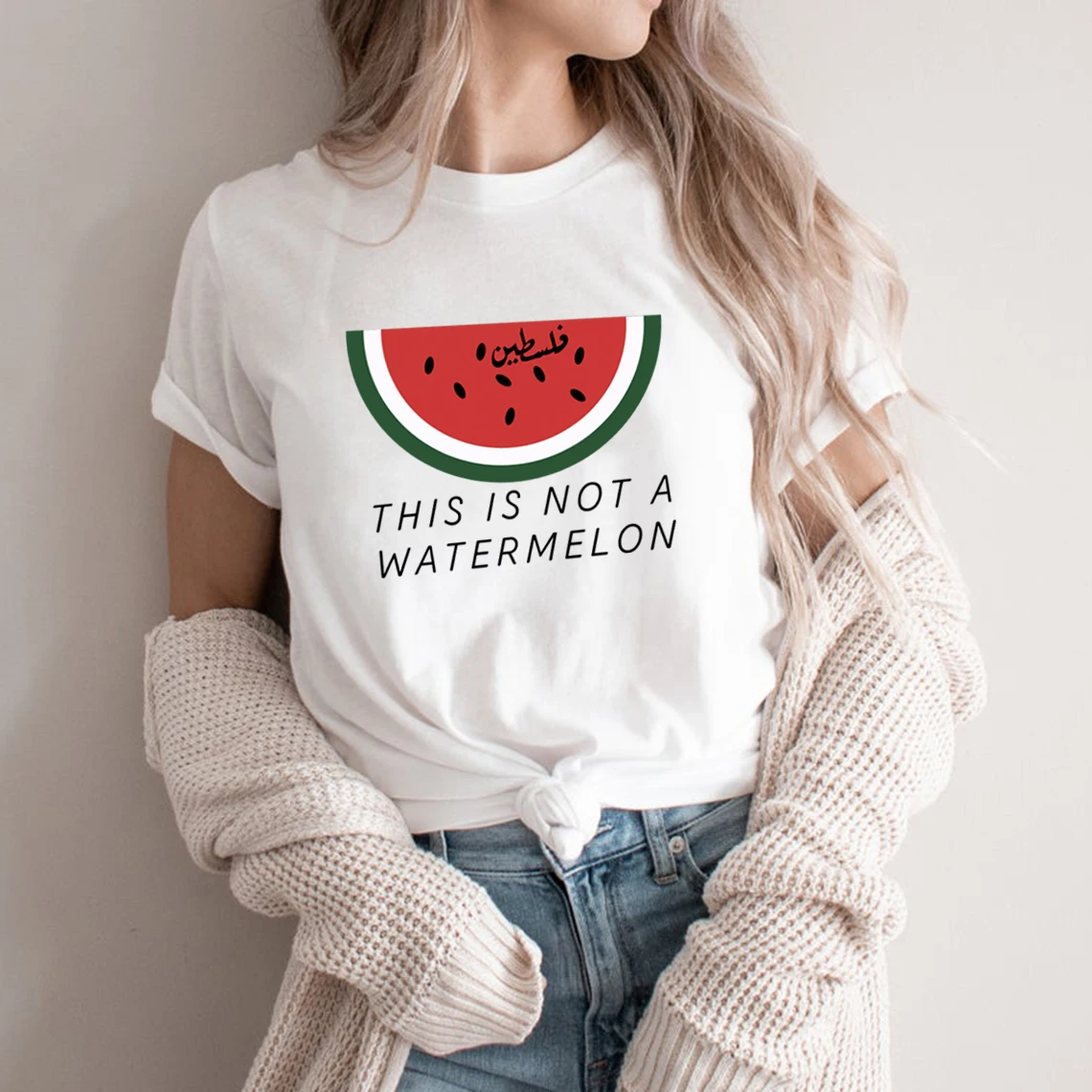 This Is Not A Watermelon T-Shirt Funny Watermelon Tshirts Women Short Sleeve Graphic T Shirts Peace and Love Tee Streetwear Tops