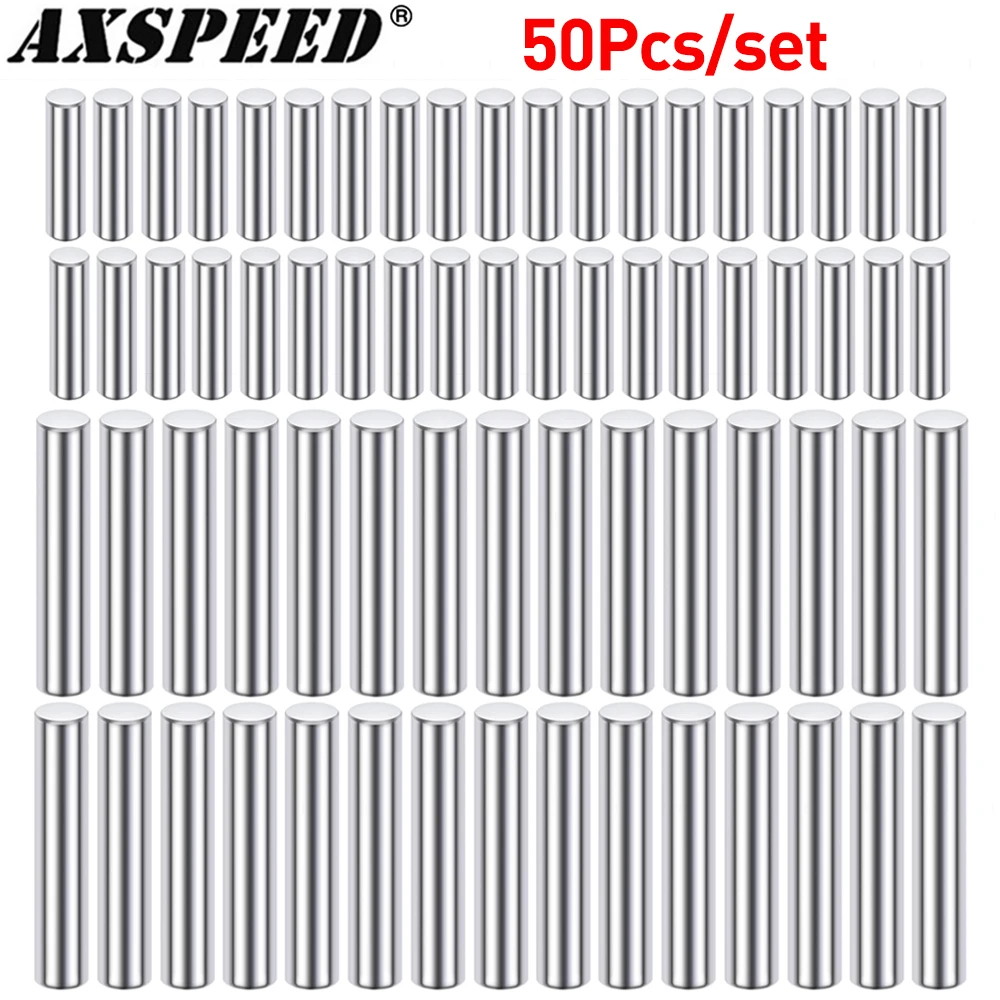 AXSPEED 50Pcs Adapter Pins Axle Cross Pins 1.5*5mm 1.5*10mm 2*10mm for 1/10 1/12 1/14 1/16 1/24 RC Crawler Car Accessories