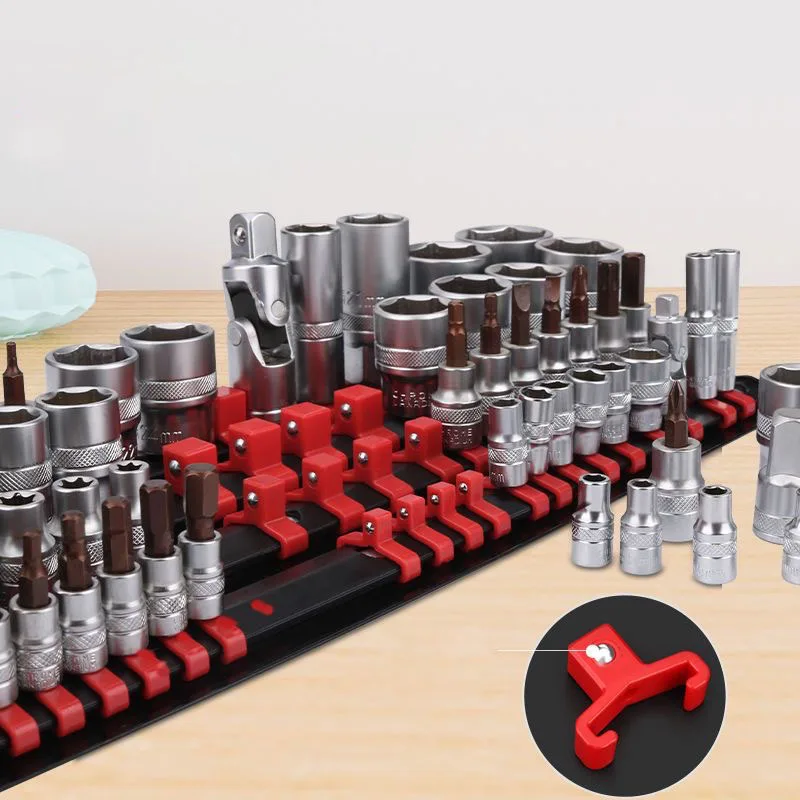 New Style Socket Wrench Head Storage Rack 1/4 3/8 1/2 Drive Socket Clip Rail Racks Premium Socket Holders Tool Organizer