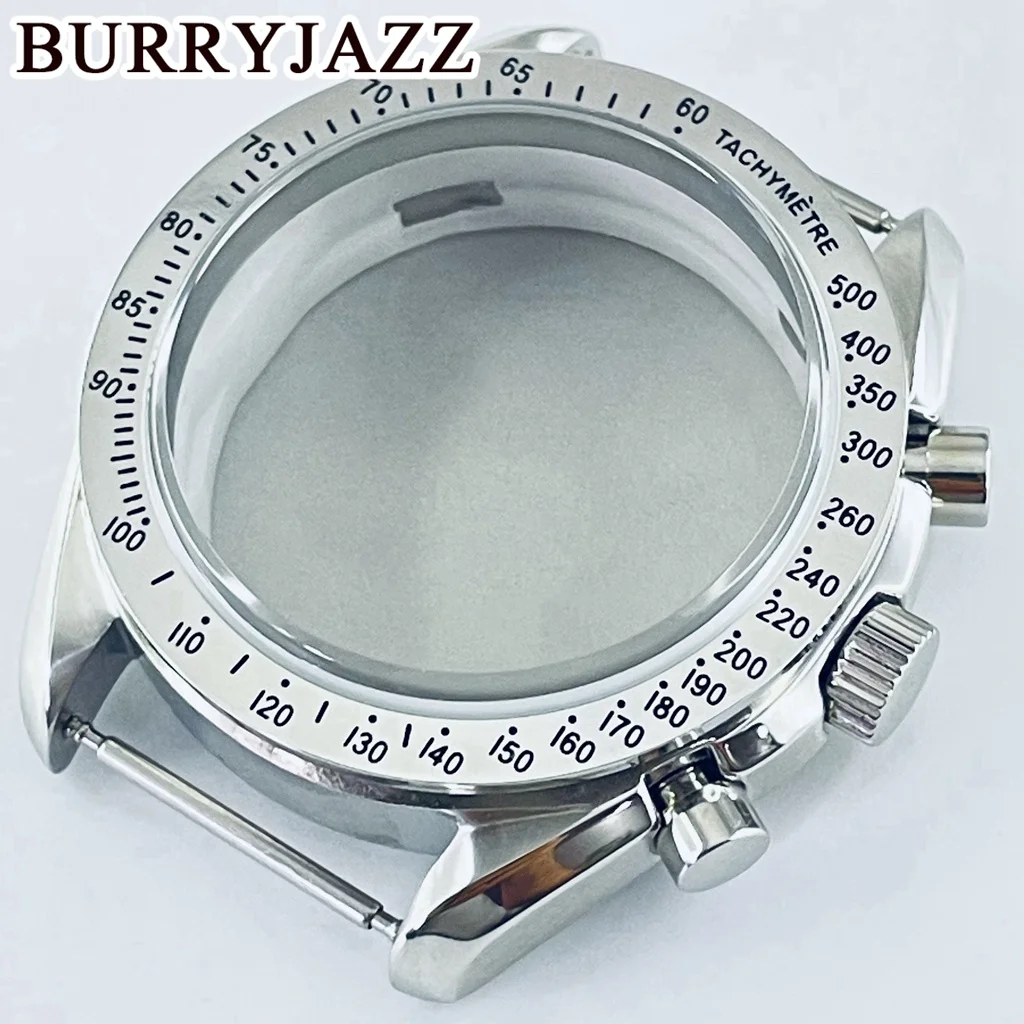 40mm Stainless Steel Chronograph Bezel Watch Case Accessories for VK63 VK63A Quartz Movement Silver Fixed