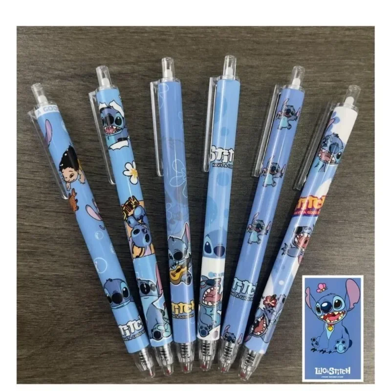 Cute Disney Stitch Roller Ball Pen Cartoon Anime Push Action Pen Fashion Students Stationery Learning Supplies Holiday Gifts