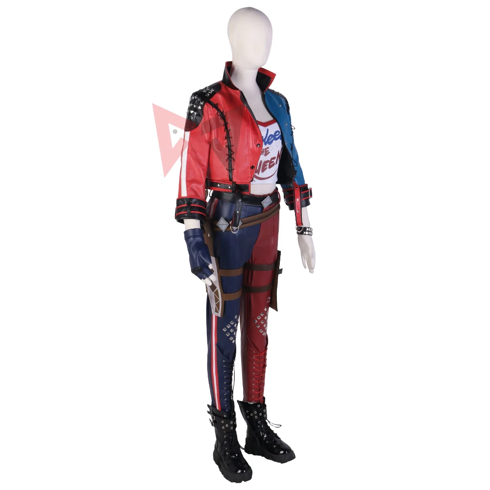 New Movie Suicide Harley Cosplay Leather Jacket Pants Shirt Girl Layered Dress Quinn Costume Halloween Party Dresses Custom Made