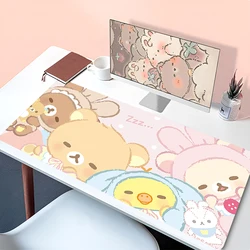 XXL karikatür pembe Mouse Pad Korilakkuma Rilakkuma Anime Kawaii klavye halı dizüstü sevimli oyun yumuşak Mousepad bilgisayar HD sümen